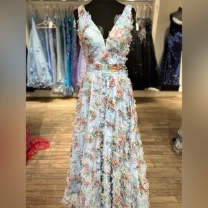 E1445 Noxanabel Floral Long Dress